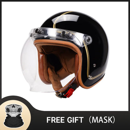 New Arrival Fashion Vintage Helmet with Bubble Visor Windproof Open Face Helmet