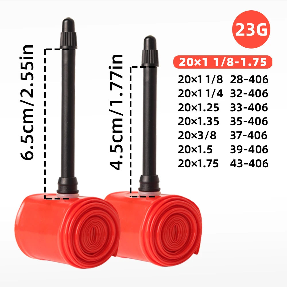 Ultralight Road Bicycle TPU Inner Tube 20 inches 406 20x1 1/8-1.75 French Valve Core Puncture Protection 45/65mm BMX Bike Tire