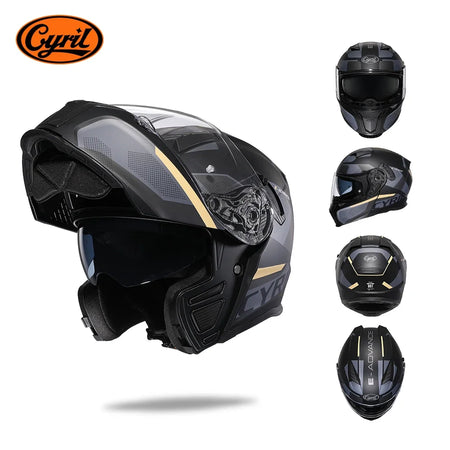Motorcycle Helmet Dual Visor Modular Flip up Full Face Helmet for Adult Men and Women DOT Approved