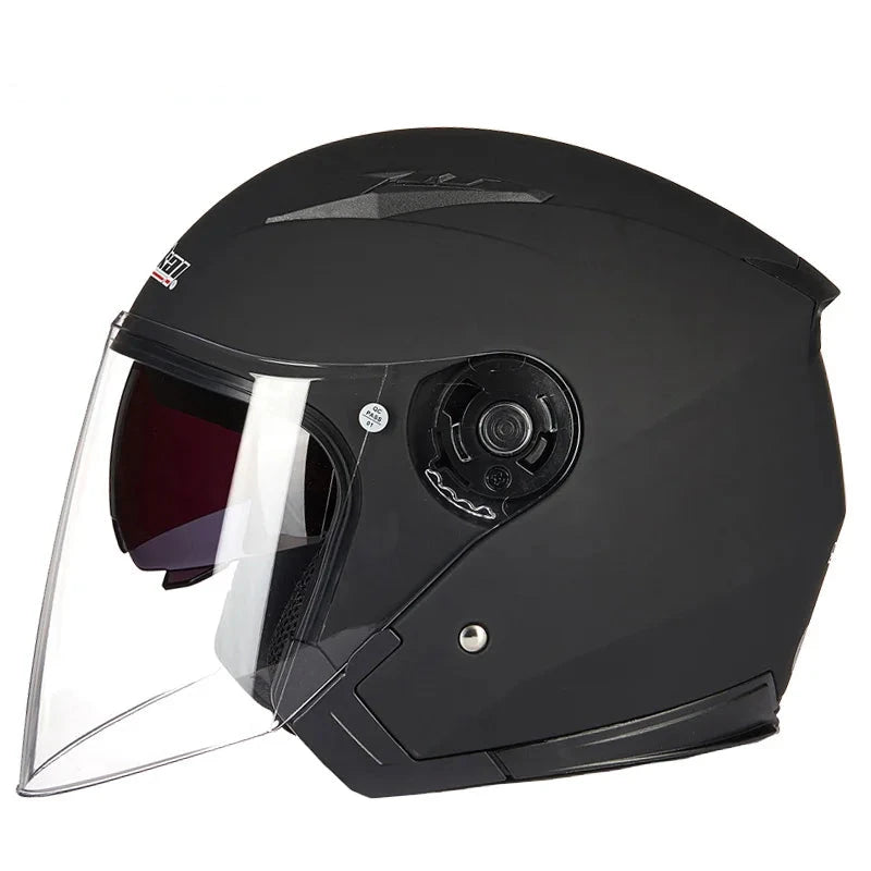 JIEKAI-512 motorcycle double lens half helmet front view with dual visor