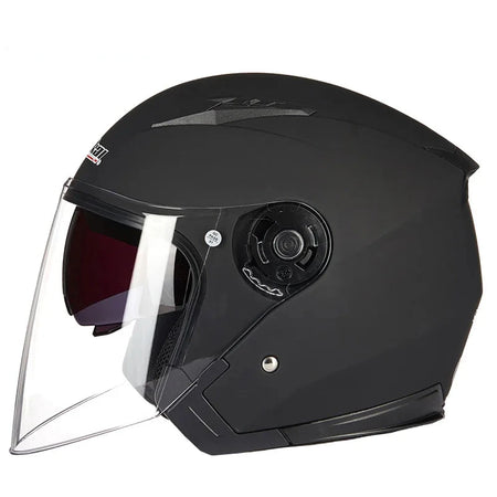 JIEKAI-512 motorcycle double lens half helmet front view with dual visor