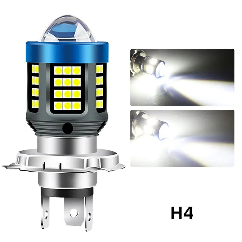 H4 H6 BA20D LED Motorcycle Light Bulb LED Fisheye Lens Dual Color White Yellow CSP Chip Motorbike Headlight Scooter Fog Lamp H4 White White