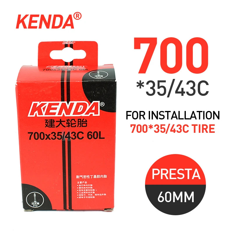 KENDA Bicycle Inner Tube 1PC 700C 23-25C 28-32C 35-43C Schrader Presta Butyl Rubber MTB Road Bike Tube Inner Tyre Bicycle Parts 700-35-43C-FV60L