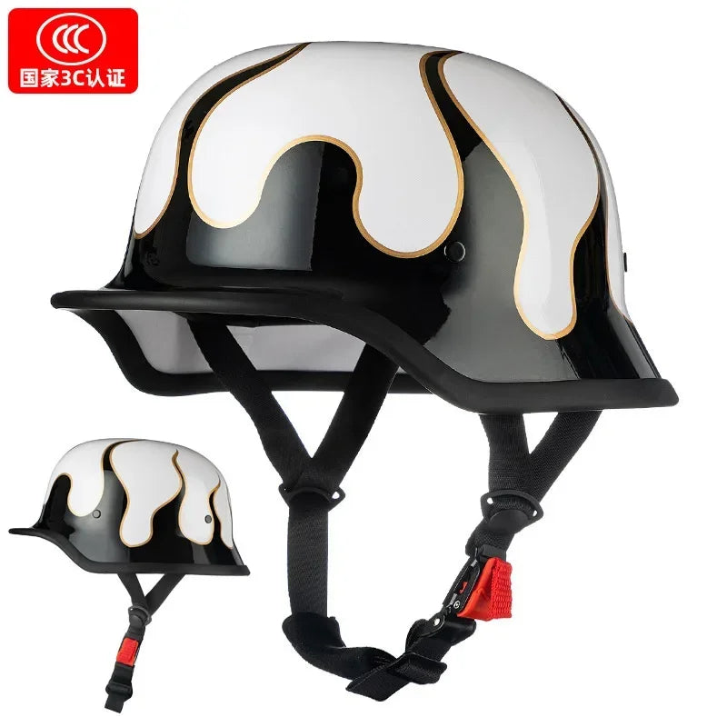 Motorcycle Helmet Male Summer Soldier Helmet Retro Cruise Half Helmet Electric Car Female Four Seasons style1 China
