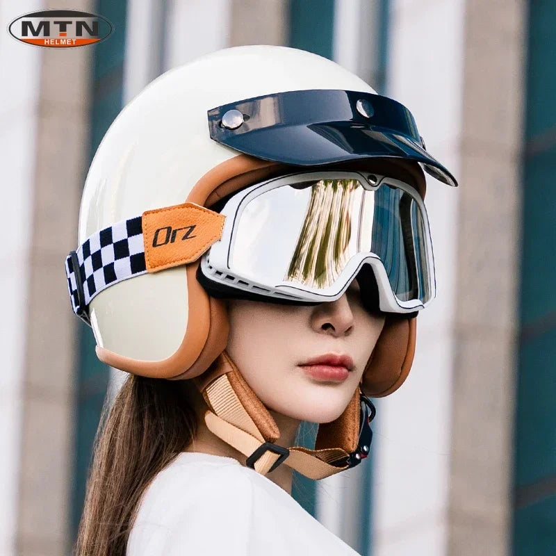Newly Launched Vintage Motorcycle Helmet DOT Certified Synthetic Leather