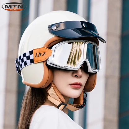 Newly Launched Vintage Motorcycle Helmet DOT Certified Synthetic Leather