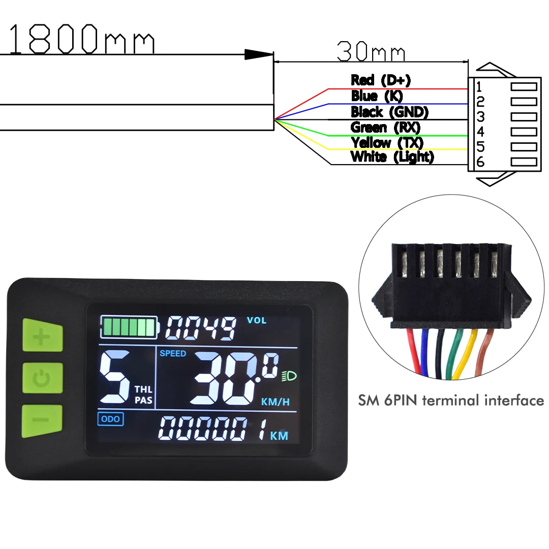 UART 2 P3C Electric Bike LCD Display Meter E Scooter LCD Panel With USB UART For Mountain Electric Bike Parts (5PIN) SM 6PIN CHINA