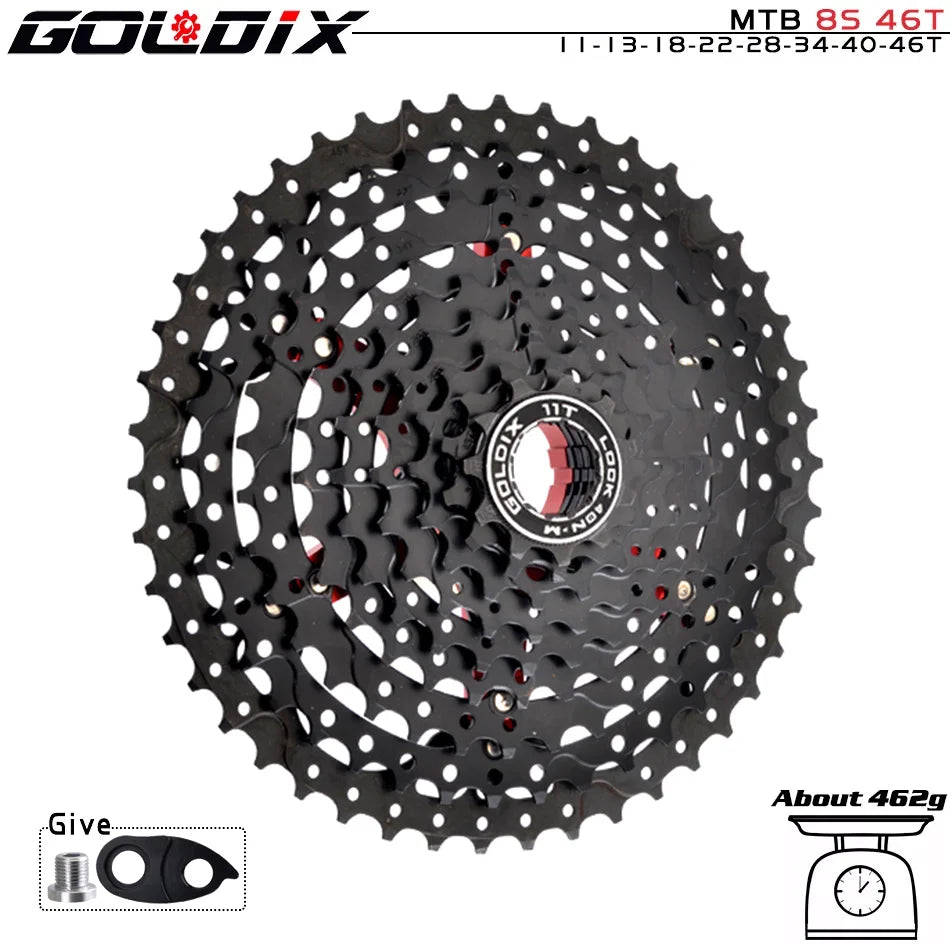 GOLDIX Black MTB Cassette 8/9/10/11/12 Speed 40/42/46/50T K7 Bicycle Freewheel Sprocket
