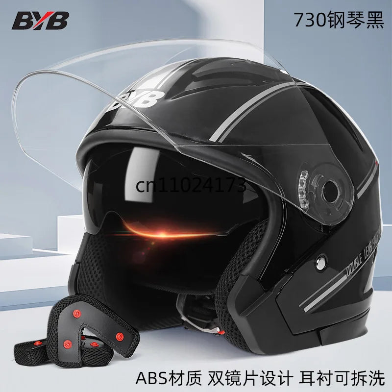 Electric Scooter Helmet, Motorcycle Riding Helmet, Four Season Dual Lens