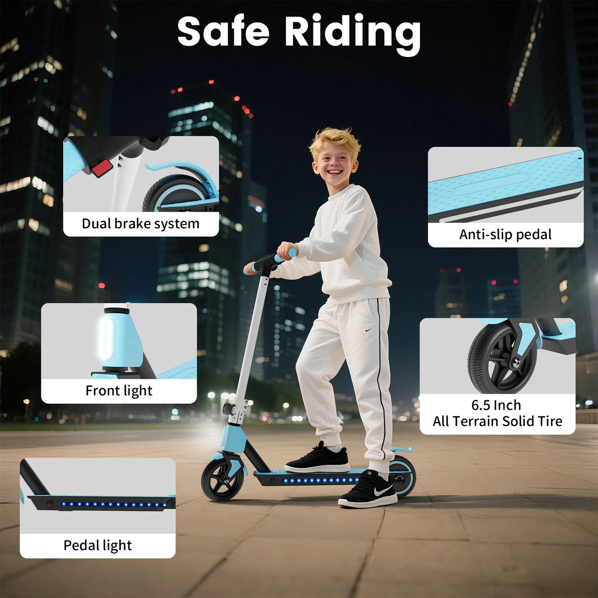 handlebar grip and dual braking lever controls for children scooter