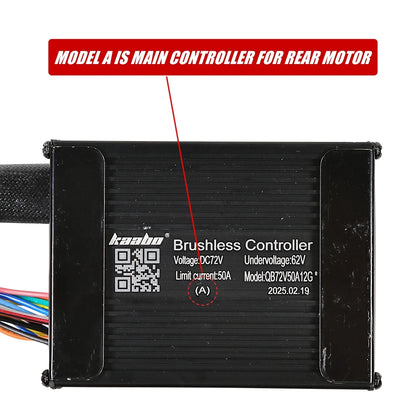 72V50A Sine Wave Controller for 72V 11-Inch KAABO WOLF KING GT PRO Electric Scooter With TFT Center Display for Front Rear Motor