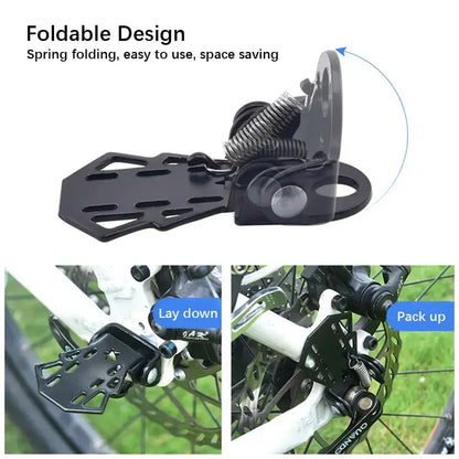 2Pcs Durable MTB Rear Seat Footrest Mounted on Back Wheel Bike Pedals Folding Footboard Cycling Accessories Non-slip Design