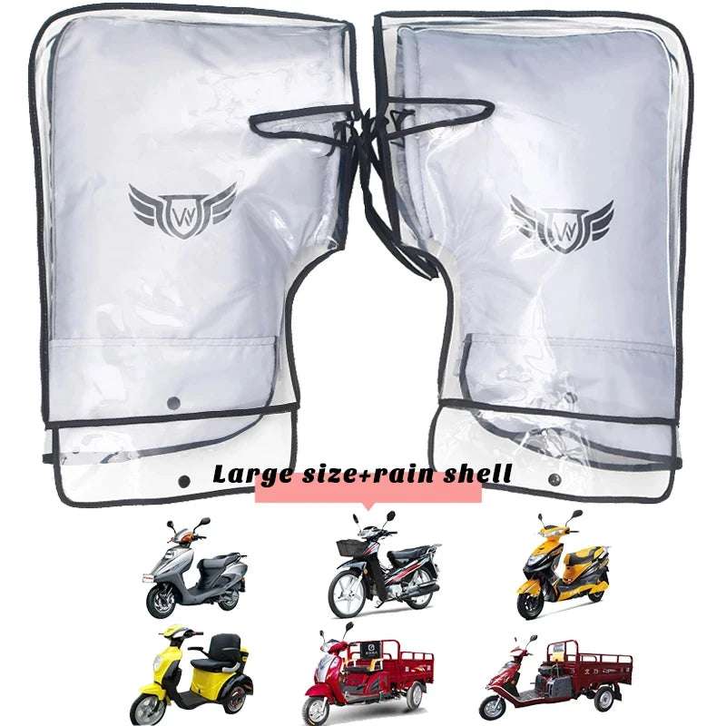 Motorcycle Scooter Bicycle Windproof Rainproof Winter Keep Warm Hot Protect Handlebar Handle Large Guard Cover Gloves WHITE