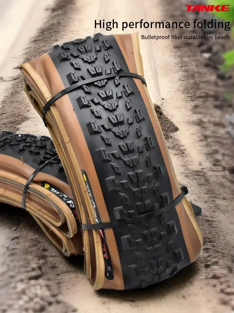 TANKE MTB Bicycle JILUER Foldable Gravel Tire Black/Yellow 60TPI Road BICYCLE Tire 26×2.25/27.5×2.1/2.2/29×2.2/700×25C/20×1.35