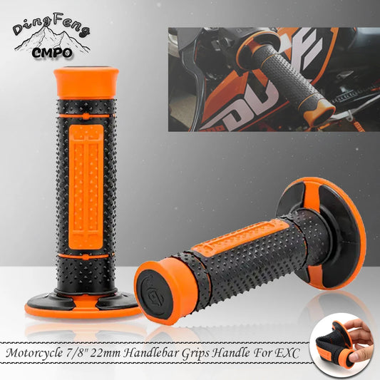 Universal 7/8" 22mm Motorcycle Handlebar Grip - Gel Rubber Hand Grips for KTM Duke & More