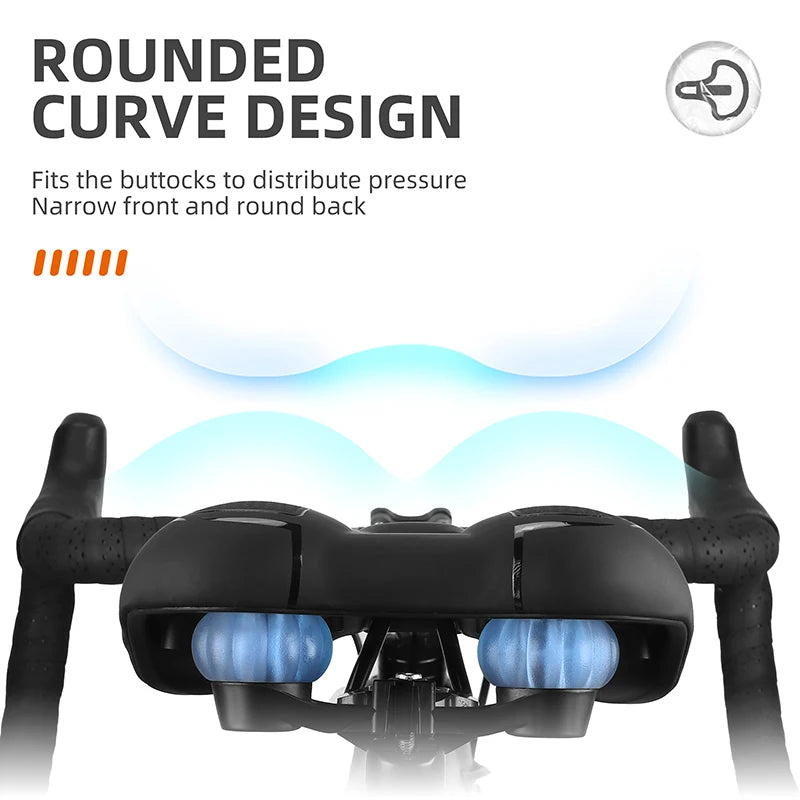 WEST BIKING Thicken Bicycle Saddle Comfortable Shockproof Cycling Seat Hollow Non-slip Soft Cushion Travel MTB Road Bike Saddle