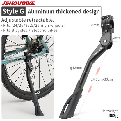 JSHOUBIKE Adjustable Bicycle Kickstand Aluminium Alloy MTB/Snow/Folding Bike/Electric Vehicle Bicycle Side Footrest 24-29 Inch Style G