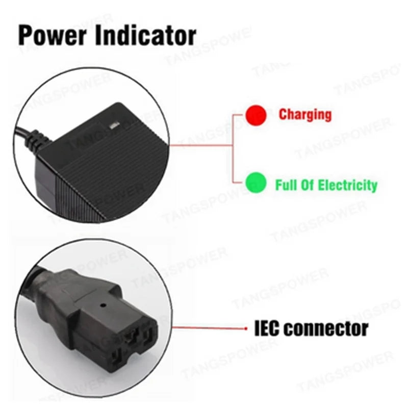 TANGSPOWER 54.6V 4A Smart Charger For Kugoo C1/G2/M4 13S Li-ion Battery Pack-Fast Charge with Cooling Fan, CE/FCC/UL Certified IEC CHINA