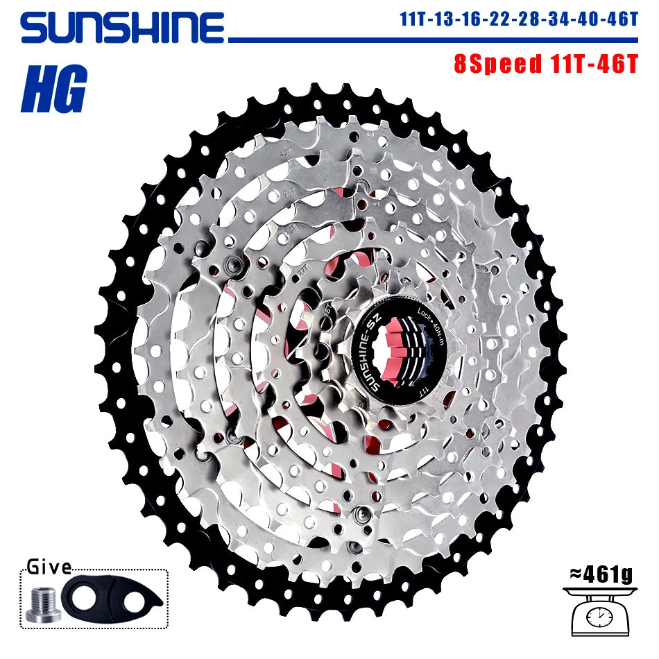 SUNSHINE Bicycle Cassette 8/9/10/11/12Speed Freewheel 32/36T/40T/42T/46T/50T/52T Sprocket HG Structure Flywheel For SHIMANO/SRAM 8 Speed 11T-46T China