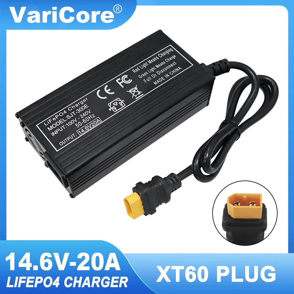 VariCore 14.6V 20A Smart Lifepo4 Battery Charger 110-220V 4S 12V High Power Charger For Lithium iron Phosphate Battery Pack