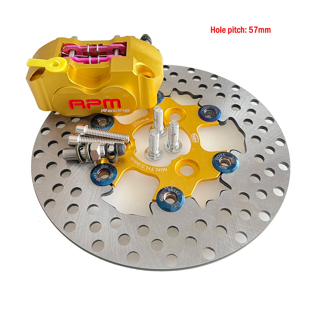 57mm Hole Pitching Motorcycle 200mm Brake Disc Brake Caliper Floating Rotor Front Universal for Yamaha RSZ JOG BWS Zuma Aerox 57mm Gold Set China