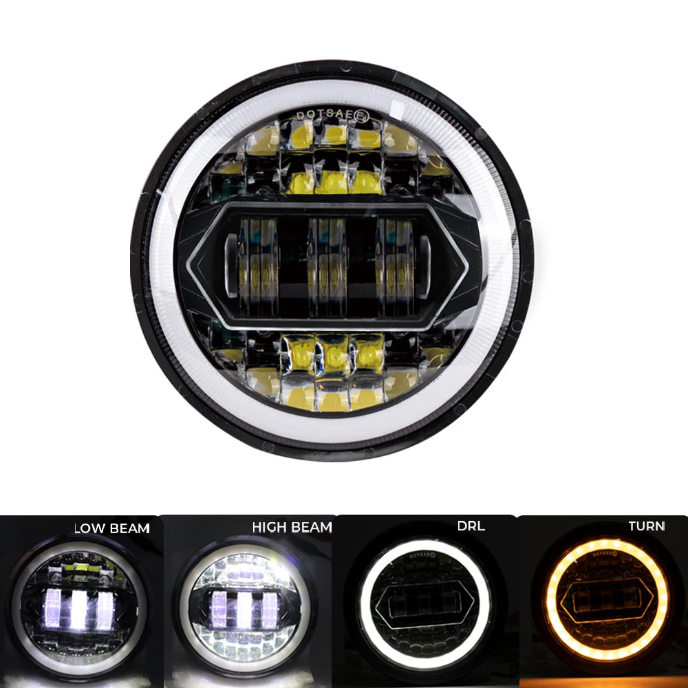 5.75-Inch LED Motorcycle Headlight Projector Lens - Round Headlamp for Motorcycles