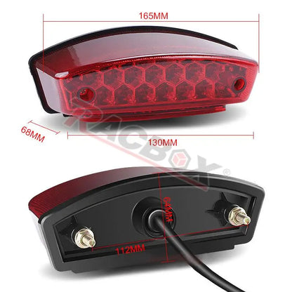 Rear Motorcycle LED Tail Light Red+White License Plate Light Running Brake Lamp Taillight Universal for ATV UTV Racer Chopper