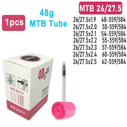 RideNow Bicycle Inner Tube 700c Road MTB Gravel 26inch 28inch 29inch Ultralight Bike Inner Tube French Valve 45mm MTB 26-27.5 48g X1 China