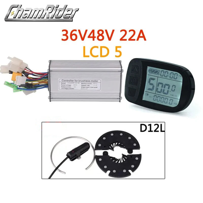 KT Controller Kit: 22A Sinewave Ebike Controller with LCD5 Display & PAS – Fits 250W to 1500W