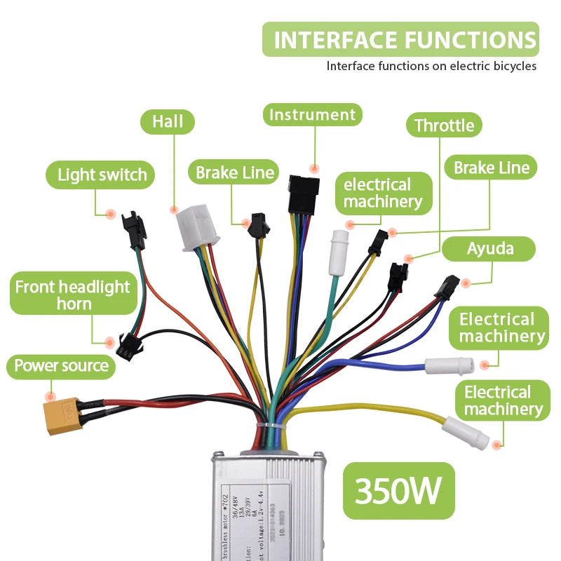 Electric Brushless Controller for Scooter, E-Bike, Bicycle Accessories, 350W, 500W, 24V,36V, 48V,60V Electric Bicycle Controller