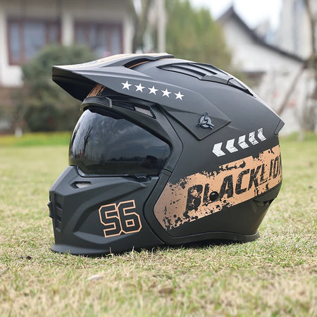 Motorcycle Helmet Men's and Women's Retro Street Fighter Combination Helmet Full Helmet Detachable Half Helmet 6