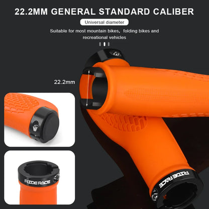 RIDERACE Bicycle Handlebar Grips Dual Lock Mountain Bike Handle Bar Cover Shockproof Non-Slip Ergonomic Cycling Grip Soft Rubber