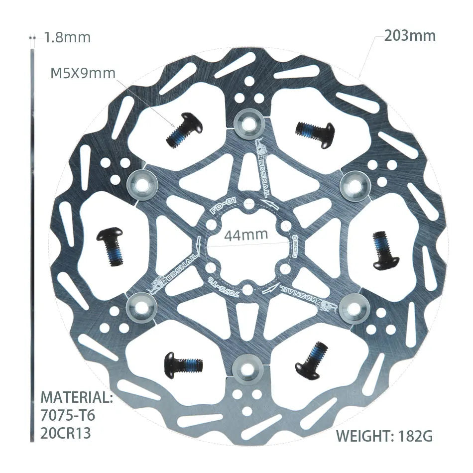 SNAIL Bicycle Disc Brake Pads 160 180 203 Mm Aluminum Alloy 6 Nail Rotor Mtb Road Bike Floating Part Accessories Goodtaste