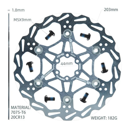 SNAIL Bicycle Disc Brake Pads 160 180 203 Mm Aluminum Alloy 6 Nail Rotor Mtb Road Bike Floating Part Accessories Goodtaste 203 Titanium 1pcs