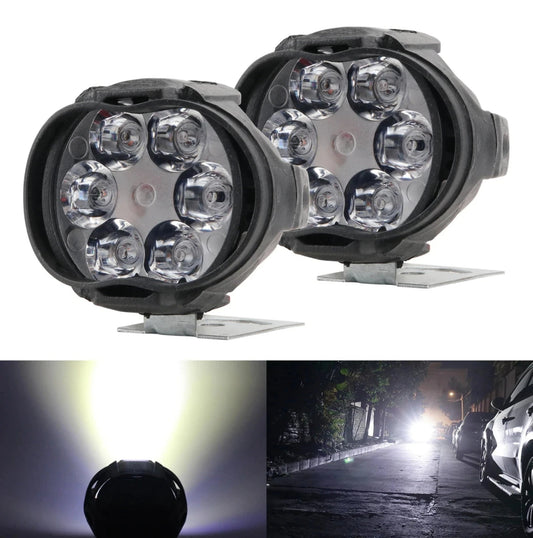 2PCS 6 LED Motorcycle Headlight Brightness Auxiliary Spotlights Scooters Waterproof Modified Light Bulbs Scooters Motor Headlamp