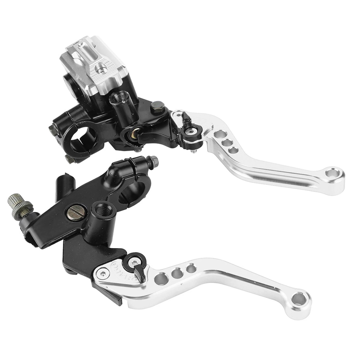 New 1 Pair 22mm Universal Motorcycle Handlebar Master Cylinder Levers Handle Hydraulic Brake Pump Clutch Adjustable Hand Lever Silver