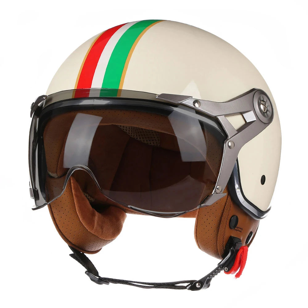 Motorcycle Helmet Jet with Visor Motorbike Riding 3/4 Open Half Helmet Retro Scooter