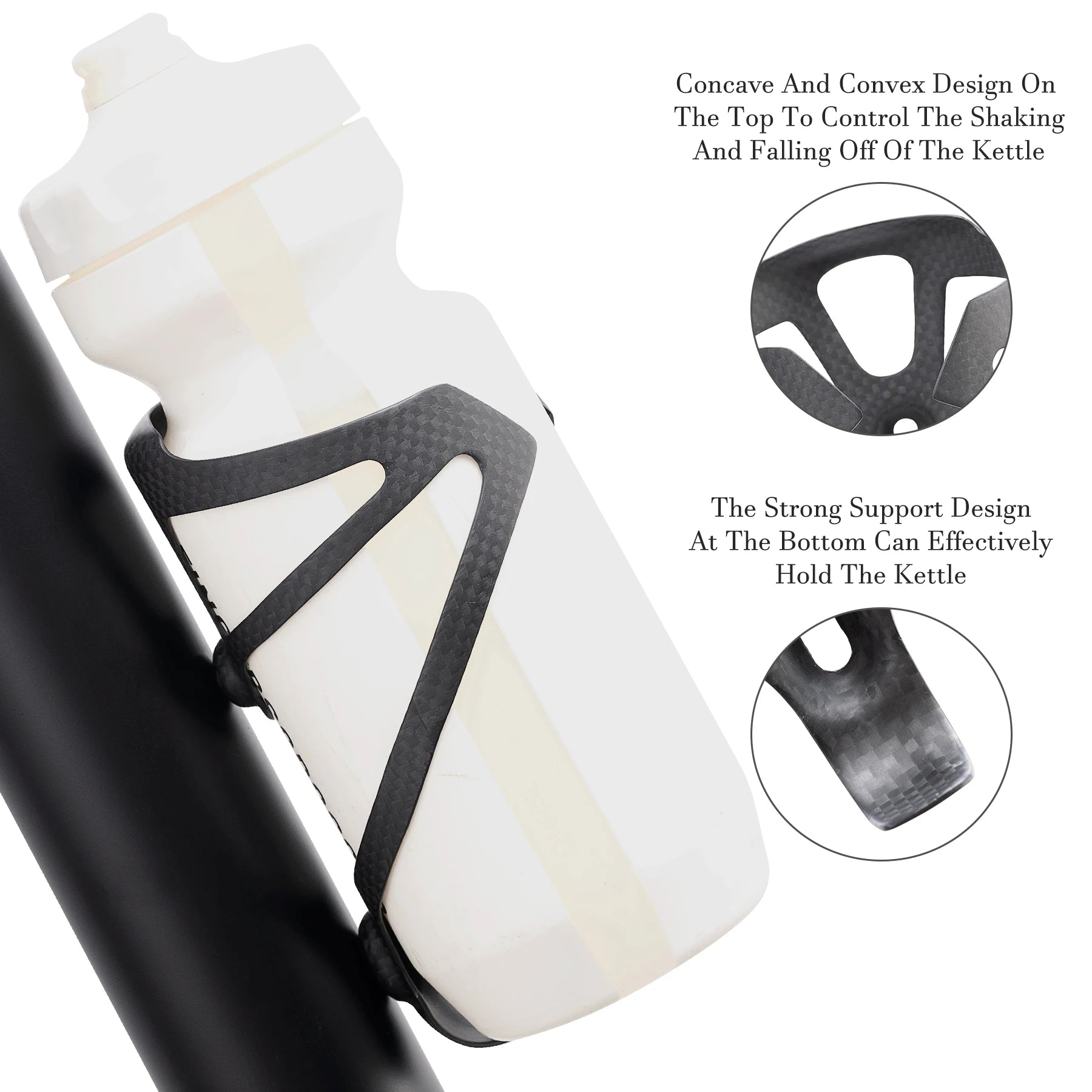 HUALONG 3K Carbon Fiber Bicycle Water Bottle Cage MTB Road Bike Water Bottle Holder Cages, Matte Black, Weight (16±2g)