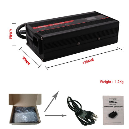 OHRIJA 67.2V 8A Charger Smart Aluminum Case Is Suitable For 16S 59.V LCD Dispay Li-ion Lipo Battery OLED Display Fast Charger