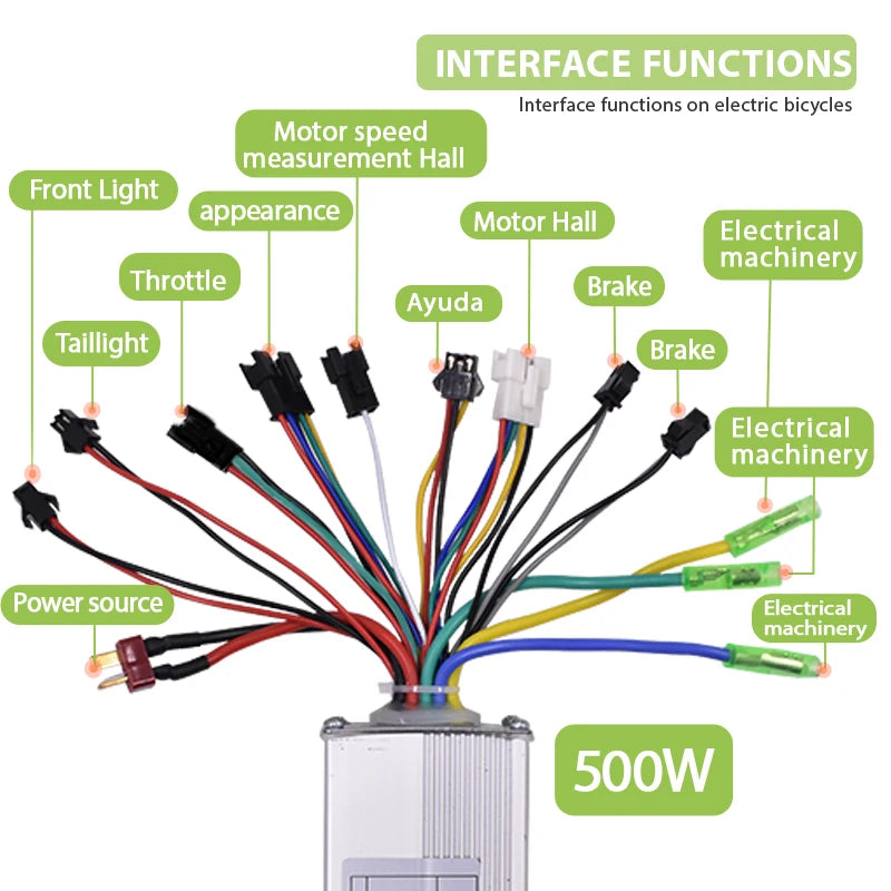 Electric Brushless Controller for Scooter, E-Bike, Bicycle Accessories, 350W, 500W, 24V,36V, 48V,60V Electric Bicycle Controller