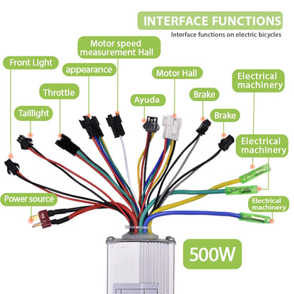 Electric Brushless Controller for Scooter, E-Bike, Bicycle Accessories, 350W, 500W, 24V,36V, 48V,60V Electric Bicycle Controller