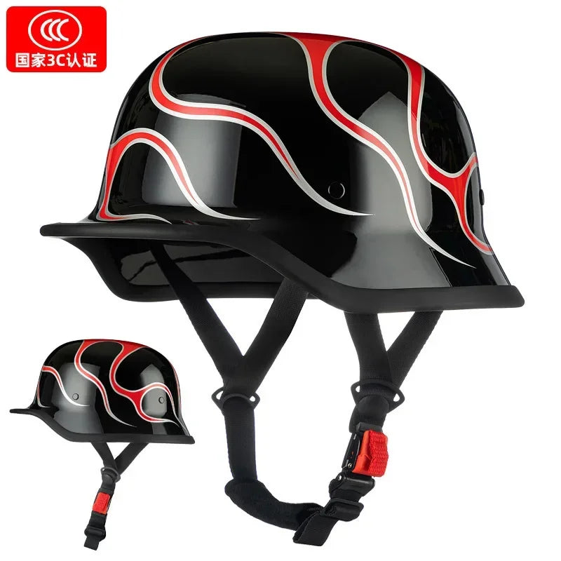 Motorcycle Helmet Male Summer Soldier Helmet Retro Cruise Half Helmet Electric Car Female Four Seasons style14 China