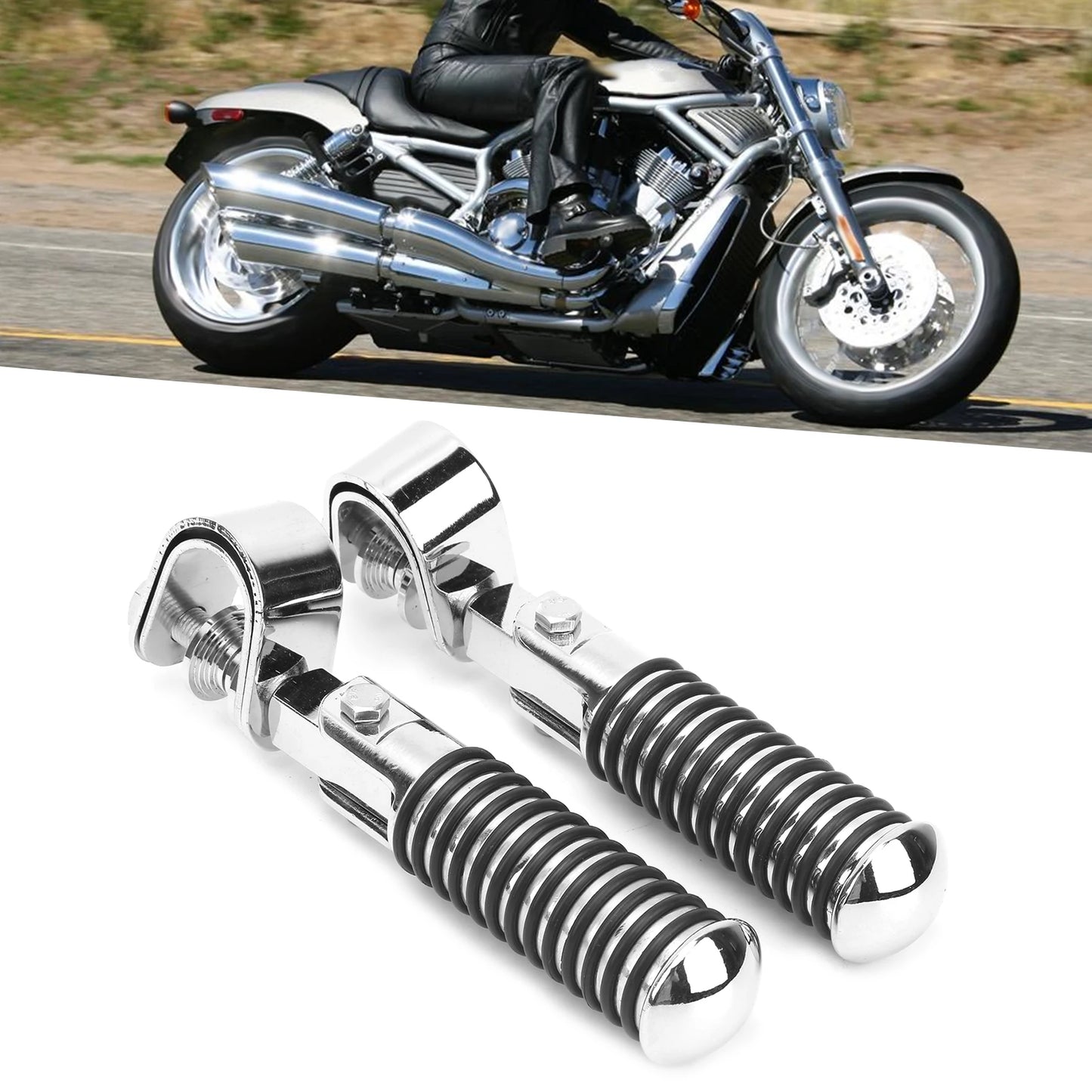 Engine Guard Footpegs - Motorcycle Foot Rest for 1in Engine Crash Bar