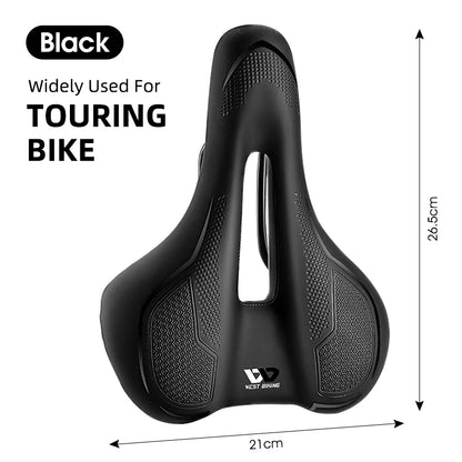 WEST BIKING Thicken Bicycle Saddle Comfortable Shockproof Cycling Seat Hollow Non-slip Soft Cushion Travel MTB Road Bike Saddle