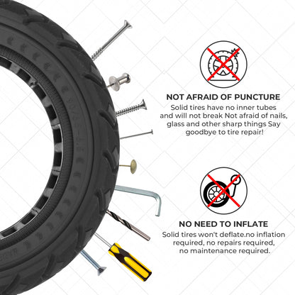 90/65-6.5 Solid Tire All Terrain Thickened Wear-resistant Tubeless Tire for Dualtron /Kaabo /Speedual Electric Scooters
