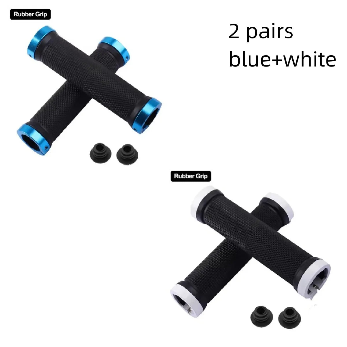 Bicycle Grips BMX Bike Handbar Grips Rubber Bilateral Lock Mountain MTB Bikes Handlebar Grips Non-slip Cycling Bike Accessories blue white