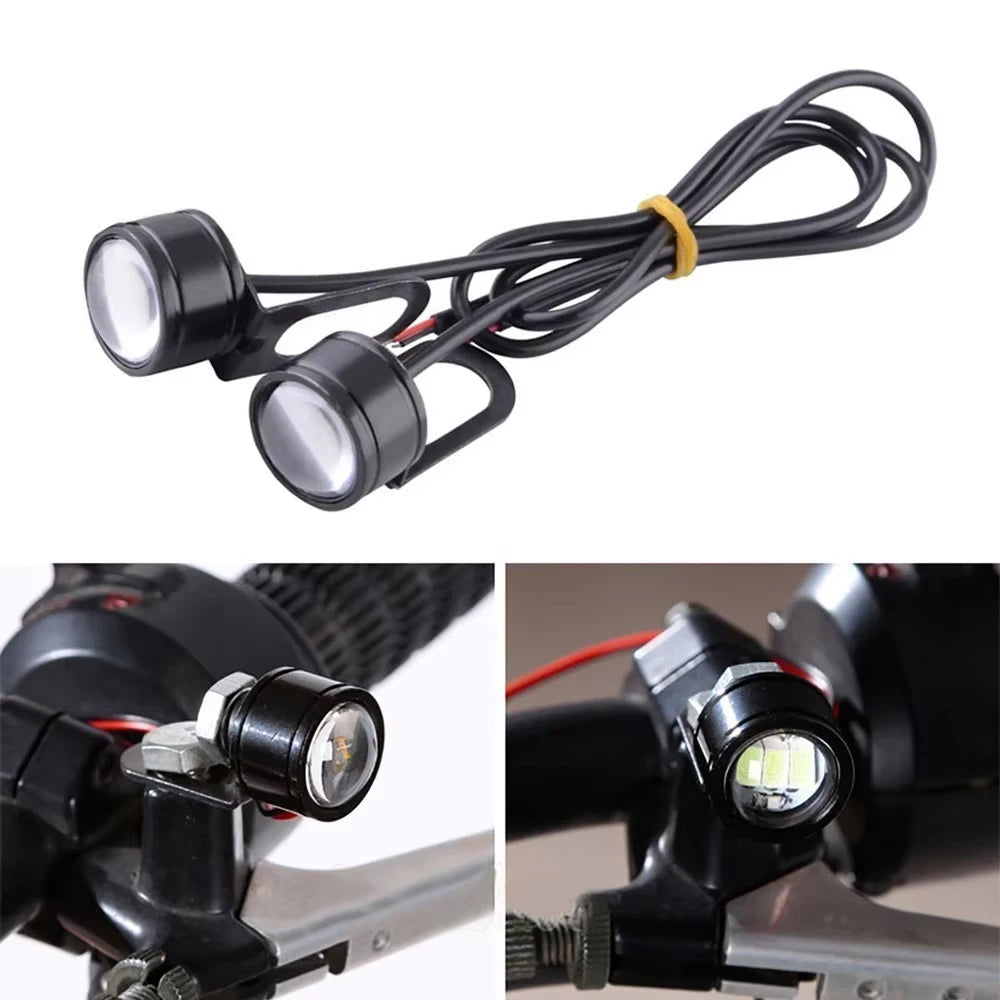 2X LED Motorcycle Light Moto Driving Light Strobe Blue Strobe Flashing Eagle Eye Light Accessories Headlight Fog Lamp 12V White