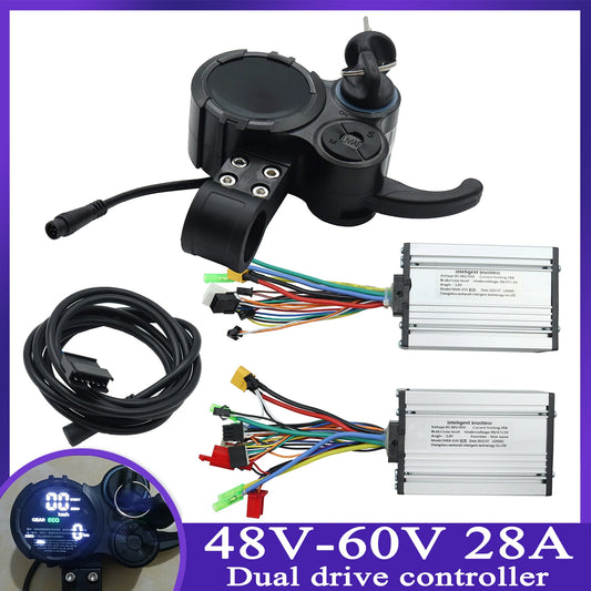Electric Scooter Repair Part 48V60V 28A Dual Drive Controller High Quality LCD Instrument Switch Accelerator With Medicine Spoon