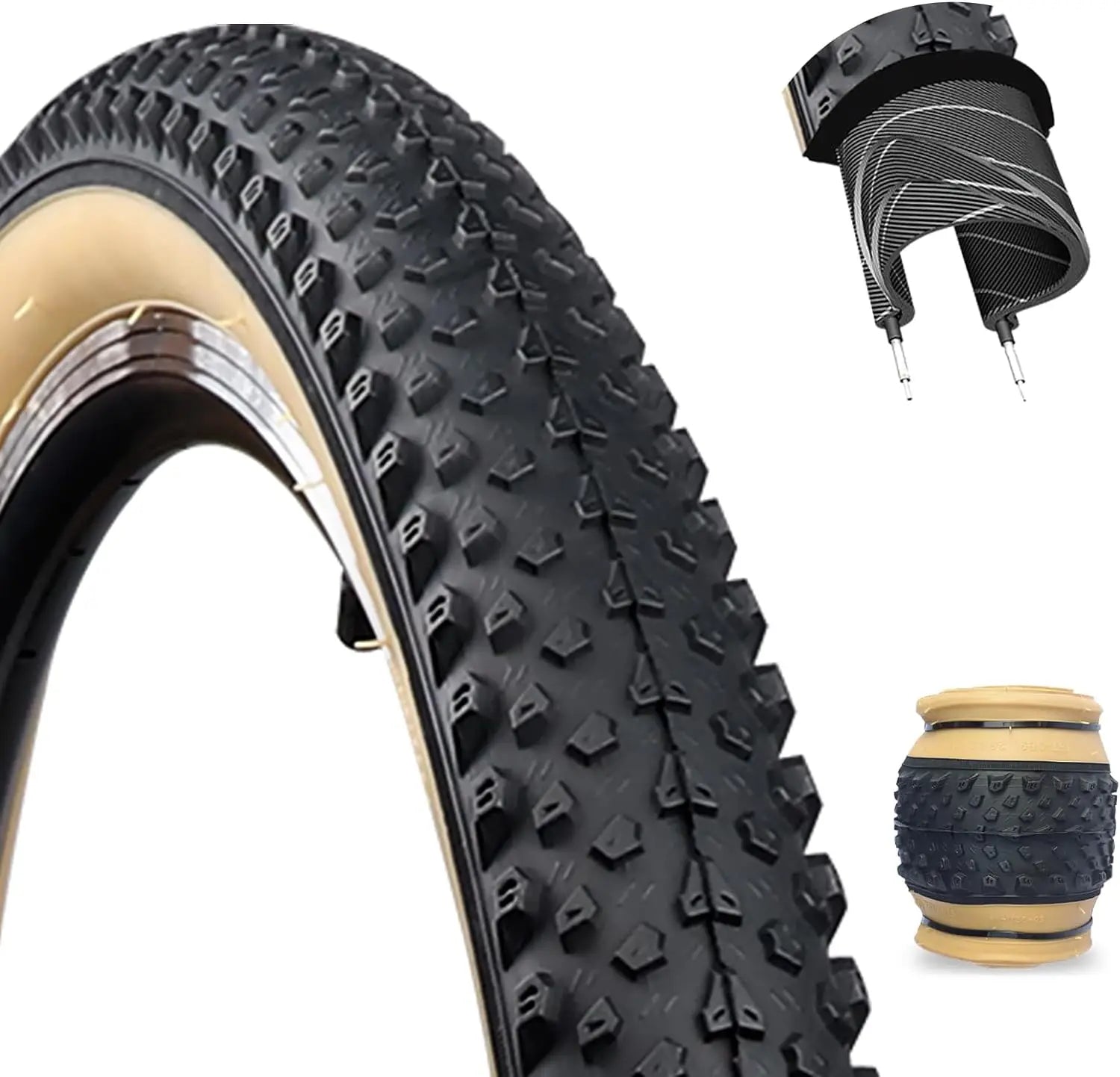 ZUKKA 1Pack Mountain Brown Side Bike Tire 20/24/26/27.5/29 Inch Strong Grip Bicycle Tire for MTB Mountain Bicycle Bike Tyre Foldable China