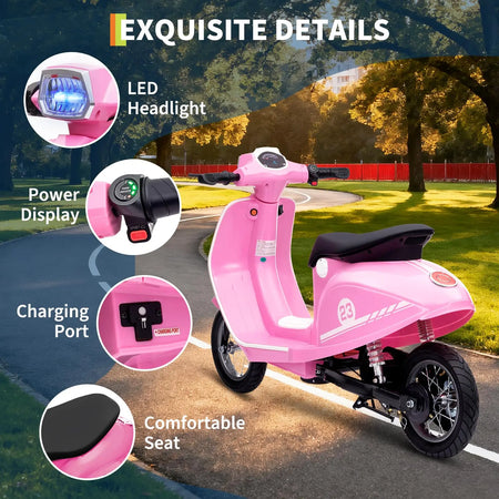 padded comfortable seat on kids electric dirt bike moped